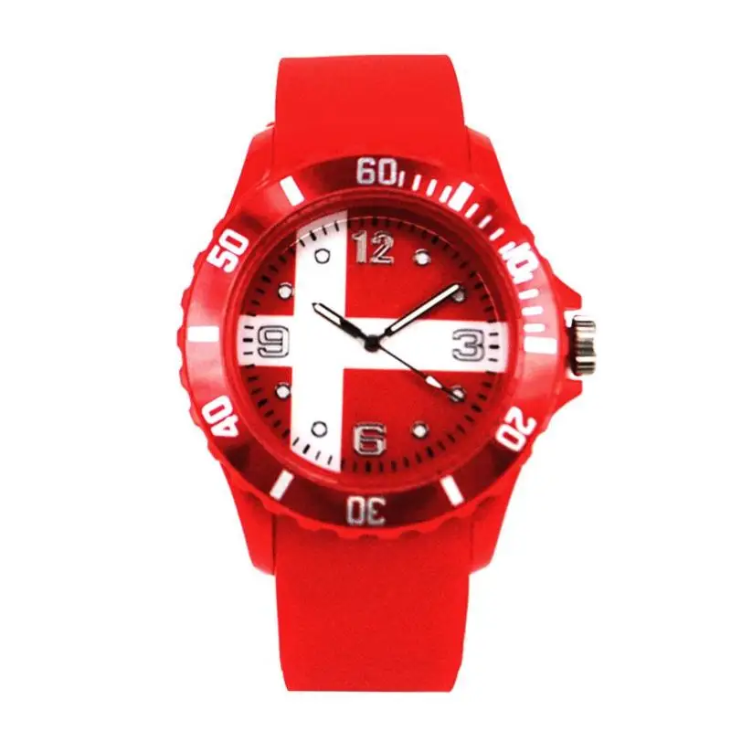 Football Style Women Men Watch Unisex Silicone Band Fashion Sports Flags Quartz Watches Wristwatch