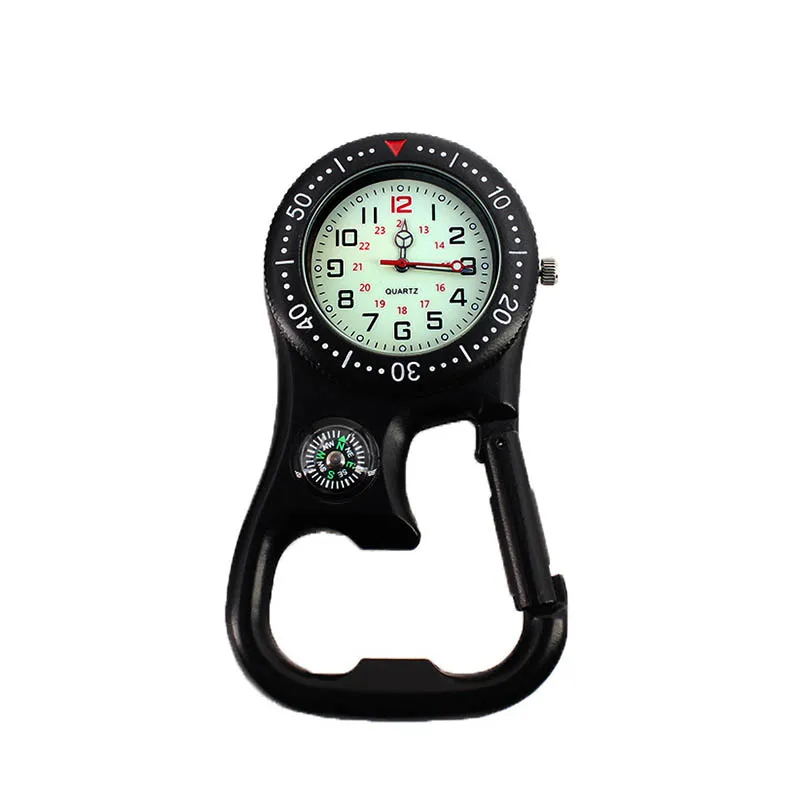 

Newly 1 Pcs Clip-On Carabiner Pocket Watch Compass Bottle Opener for Doctors Chefs Luminous FDM