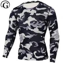 Новые мужские компрессионные футболки с принтом, тонкие колготки, футболки с длинными рукавами, Осеннее нижнее белье