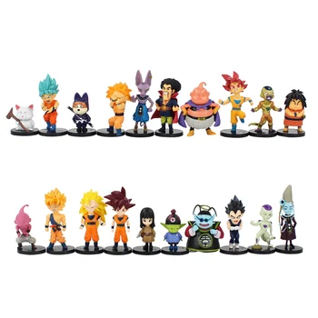 

4-9cm 10pcs/lot dragon ball z cute small action figure model toy anime dragonball super saiyan son goku kakarotto Majin Buu toy
