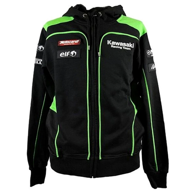 

kawasaki mens motorcycle hoodie racing moto riding hoody clothing jacket men jackets cross Zip jersey sweatshirts coat Windproof