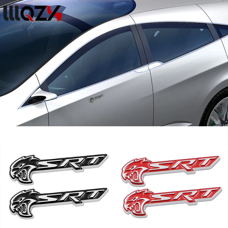 2pcs excellent SRT HELLCAT Emblem Car Fender Logo Sticker Decal Car Accessories For Dodge Ram Charger Challenger car styling 