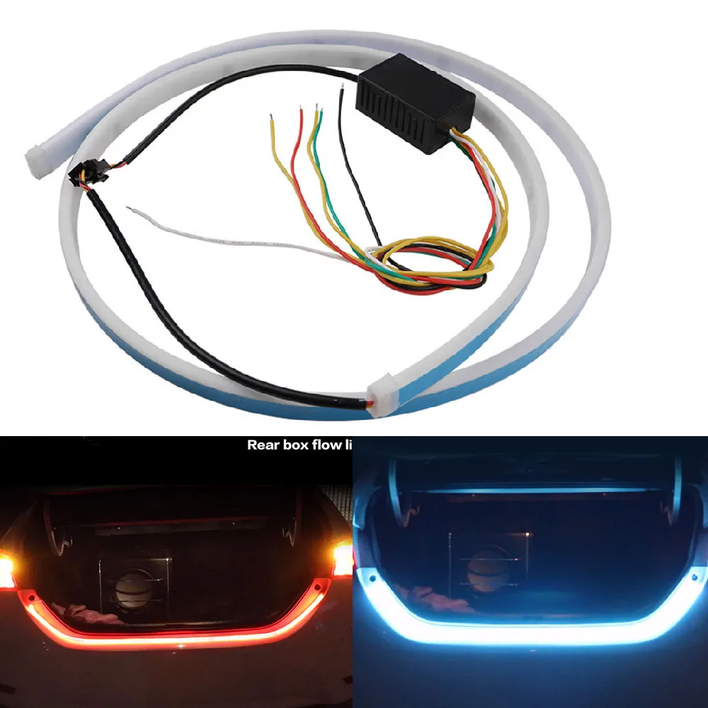 1set Flexible Tube Flow Light Rear Tail Box Lights Streamer Brake Turn Signal LED Lamp Strip