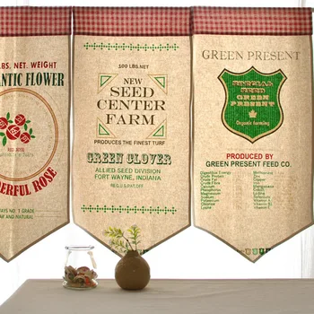 

NAPEARL Kitchen restaurant decorative half-curtain short ancient style linen door curtain Cafe Series Retro Cotton Japanese flag