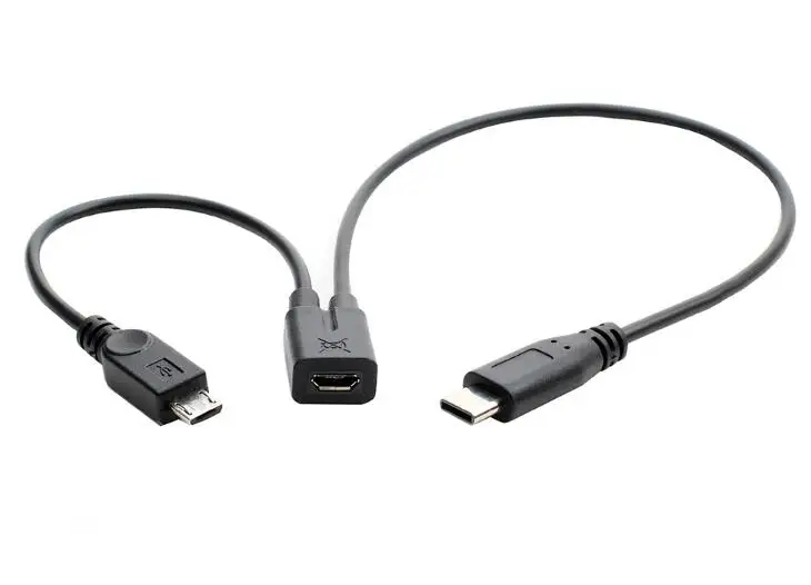 100 шт. 2 в 1 Micro USB для USB-C type C 2,0 type-c и Micro USB сплиттер папа-папа удлинитель Зарядка Зарядное устройство Y КАБЕЛЬ