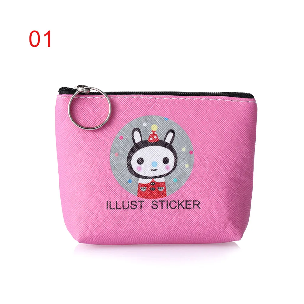 Милый милый мини-кошелек с принтом кота для монет, женский маленький портативный модный кошелек, дамская сумка для хранения, розовая сумка на молнии с рисунком для девочек - Цвет: 01