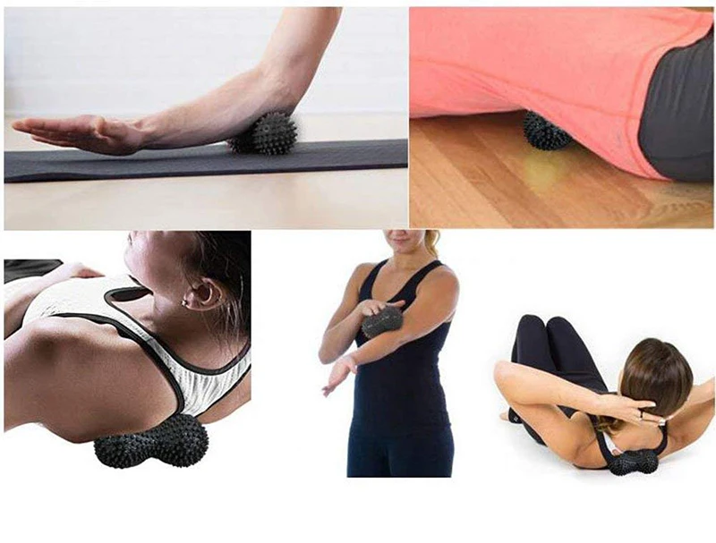 Peanut Spiky Massage Ball Double Lacrosse Fitness Balls Body Building Hand Triggerpoint Massage Balls Yoga Relaxing Reflexology Therapy (5)