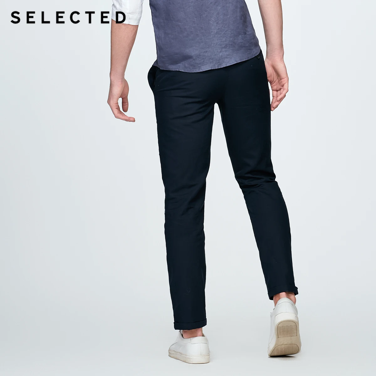 SELECTED Cotton linen blend straight leg leisure long pants S|4182W2516|Повседневные брюки| |