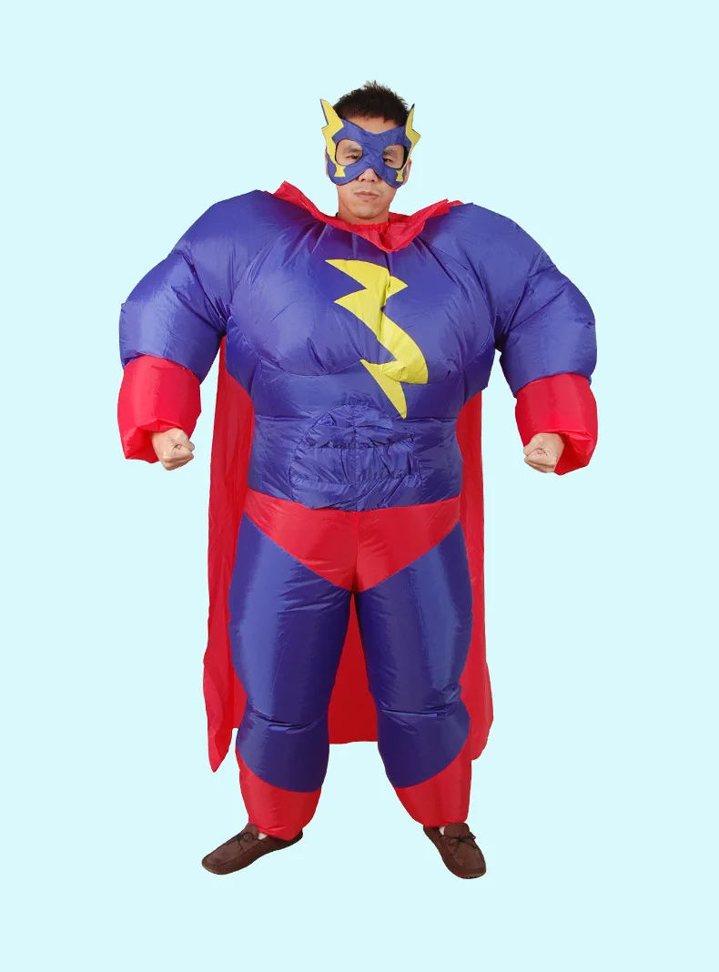 Супермен надувные костюмы для взрослых Для мужчин наряды надувные Косплей нарядное платье на Хэллоуин Рождественский подарок