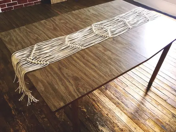 

Macrame table runner-Christmas runners handmade boho style wedding runners BEIGE COLOR customized size home deocration