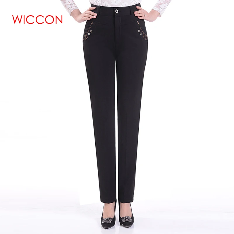 Spring Autumn Fashion Women Plus Size Trousers Elastic High Waist Pants Clothes Straight OL Office Formal Trousers Lady Pants Pants