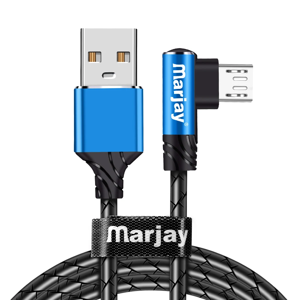 Marjay 90 градусов микро USB кабель для huawei мобильного телефона Кабели для Samsung Galaxy A9 Pro USB кабель Зарядное устройство Шнур для Xiaomi - Цвет: Blue for Micro USB