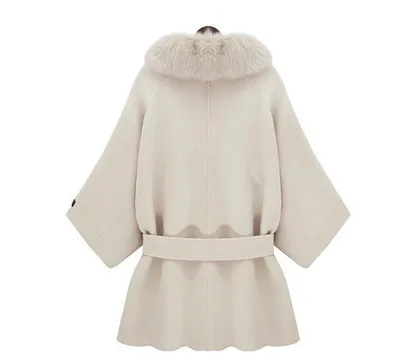 2018 Autumn winter Fashion Women wool coat Loose outerwear warm coat elegant fur collar woolen jacket cashmere jacket plus size