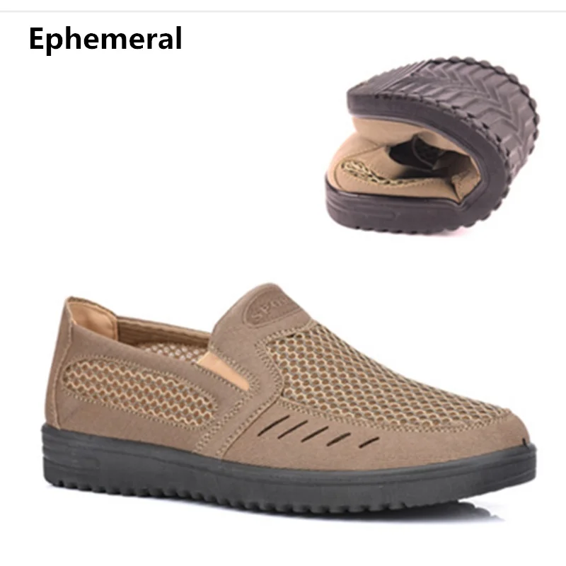 

Man loafers flats with platform soft sole slip-on breathable mesh cloth shoes european style plus size 47-38 grey black coffee