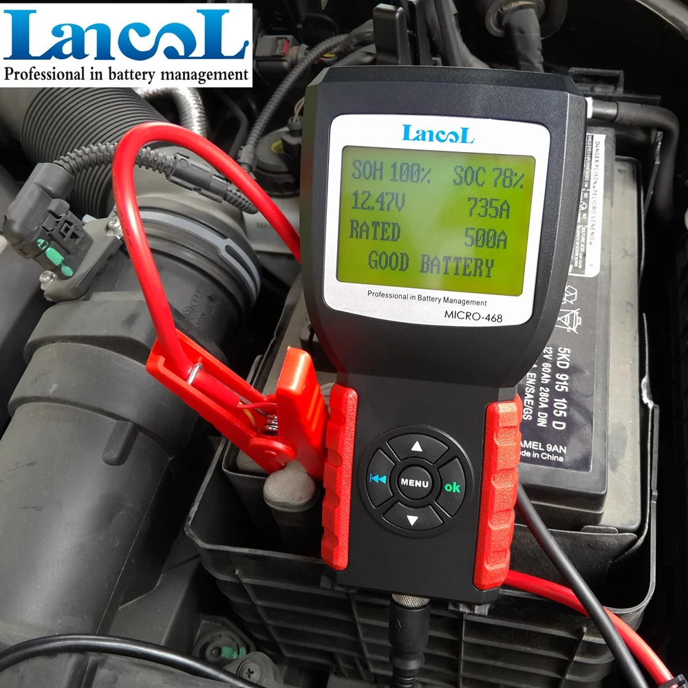 Lancol MICRO-468 Portable 12V/24V Auto Digital CCA Battery Measuring Instrument Automobile Battery Analyzer Car Battery Tester 