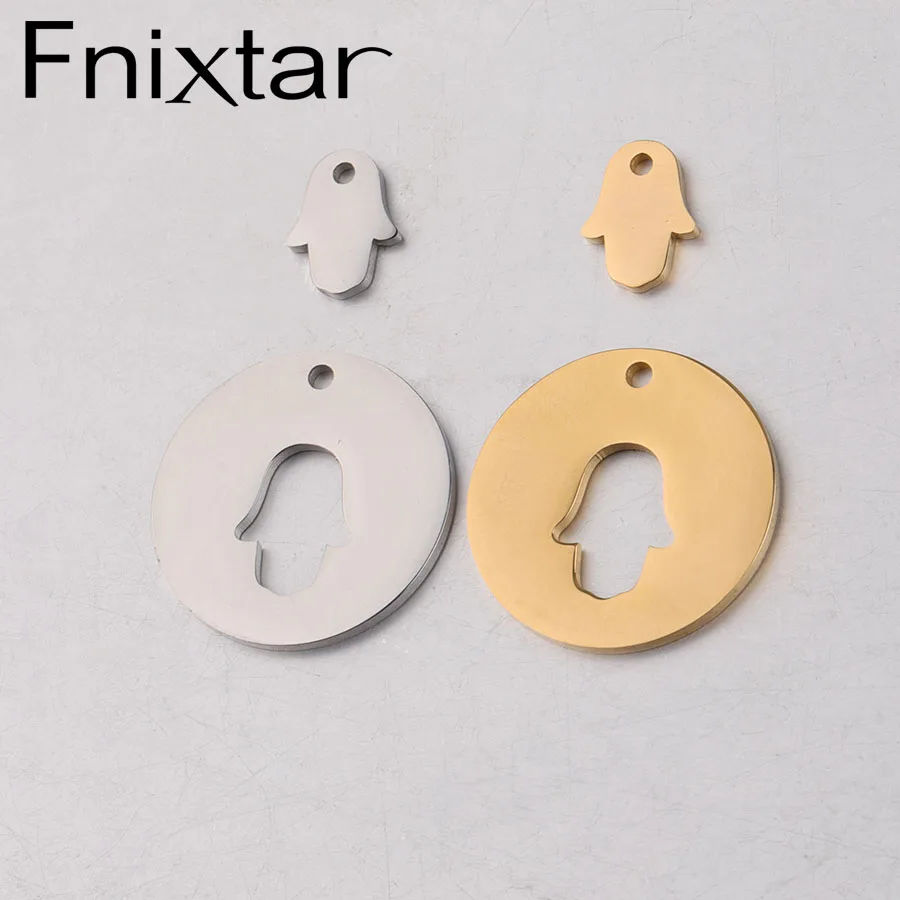 

Fnixtar Big And Small Hamsa Hand Charm Pendant Mirror Polished Stainless Steel Matching DIY Charms Necklace 20piece/lot
