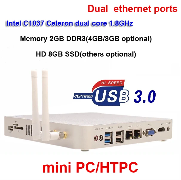 Lowest Price New arrival mini PC HTPC Intel Celeron C1037U dual core 1.8GHz RAM 2G DDR3 8GB SSD dual ethernet ports USB3.0 Lowest Price New arrival mini PC HTPC Intel Celeron C1037U dual core 1.8GHz RAM 2G DDR3 8GB SSD dual ethernet ports USB3.0
