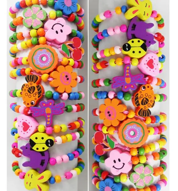 150 шт деревянные детские игрушки браслеты детские браслеты 12 дизайн Смешанные подарок на день рождения ювелирные изделия