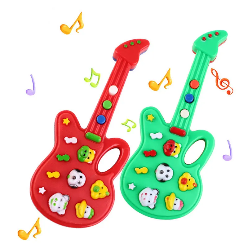Игрушки для малышей Мини-гитара Дети Забавный мультфильм пластиковая электронная гитара рифма развивающая музыка игрушка со звуком случайный цвет