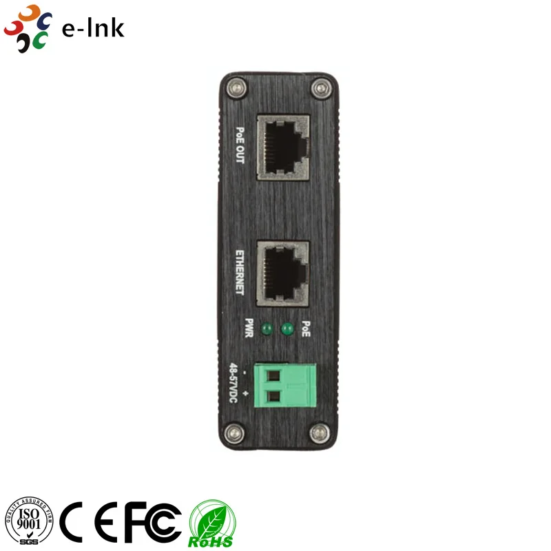 E link промышленный Однопортовый 10/100/1000 Мбит/с 802.3bt PoE инжектор (60 Вт)|Оптоволоконное