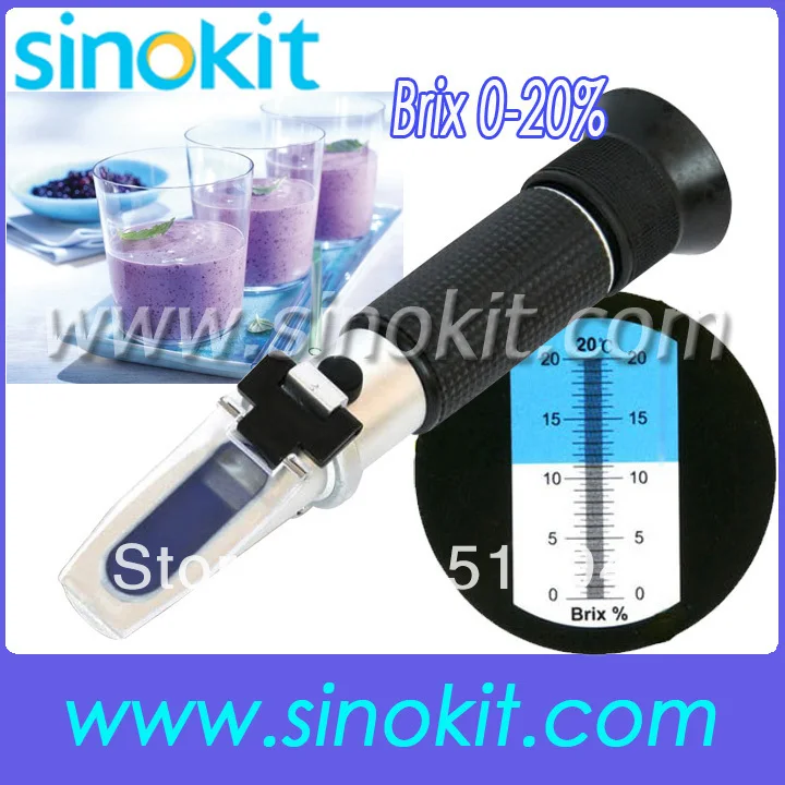 

Free Shipping Newest Wholesales 0-20% Brix Hand-held Refractometer RHB-20ATC