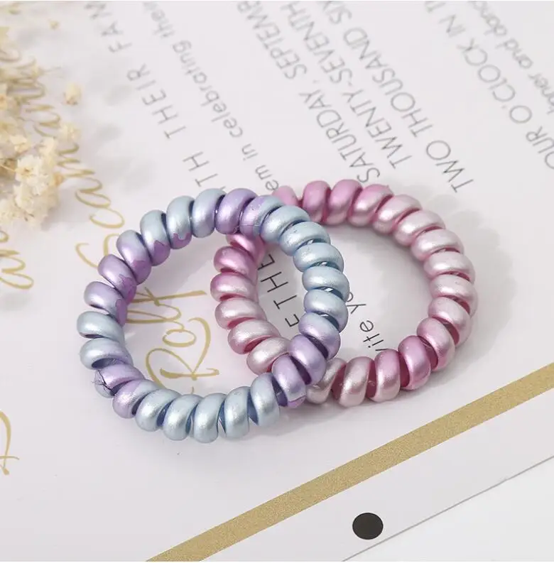 Новые 5 шт. волшебные цветные телефонные провода матовые цветные эластичные веревочные обручи для волос резинка кольцо для волос спиральные резинки для женщин девушек