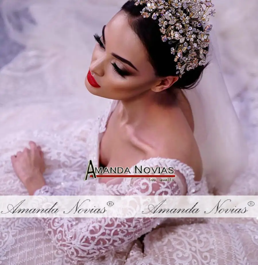 Потрясающий роскошный Vestido de Noiva торжественное платье с бусинами кружевное платье с длинными рукавами