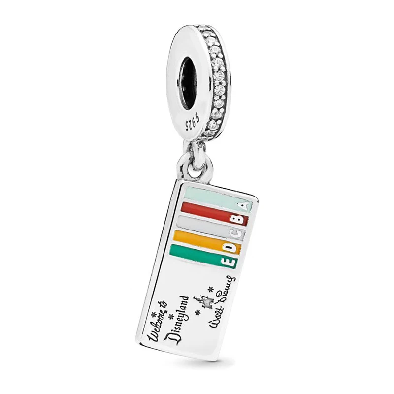 

2019 NEW 100% 925 Sterling Silver Parks Vintage Ticket Dangle Charm Pendant DIY Bracelet Jewelry Women Original Fashion Gift