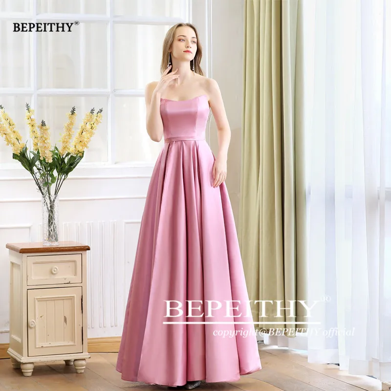 Шикарное длинное вечернее платье трапециевидной формы без бретелек, сексуальное розовое вечернее платье с высоким разрезом, вечерние платья Abendkleider