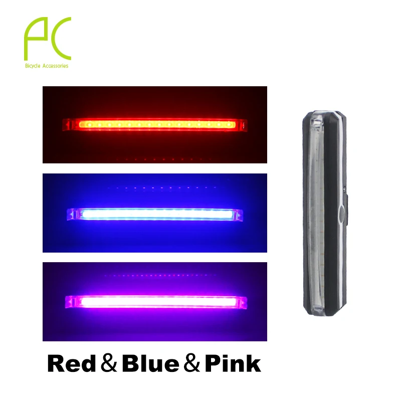 PCycling супер яркий Водонепроницаемый USB Перезаряжаемые велосипедный задний безопасности Предупреждение свет 3 режима 5 видов цветов фара для велосипеда, аксессуары - Цвет: RED BLUE PINK