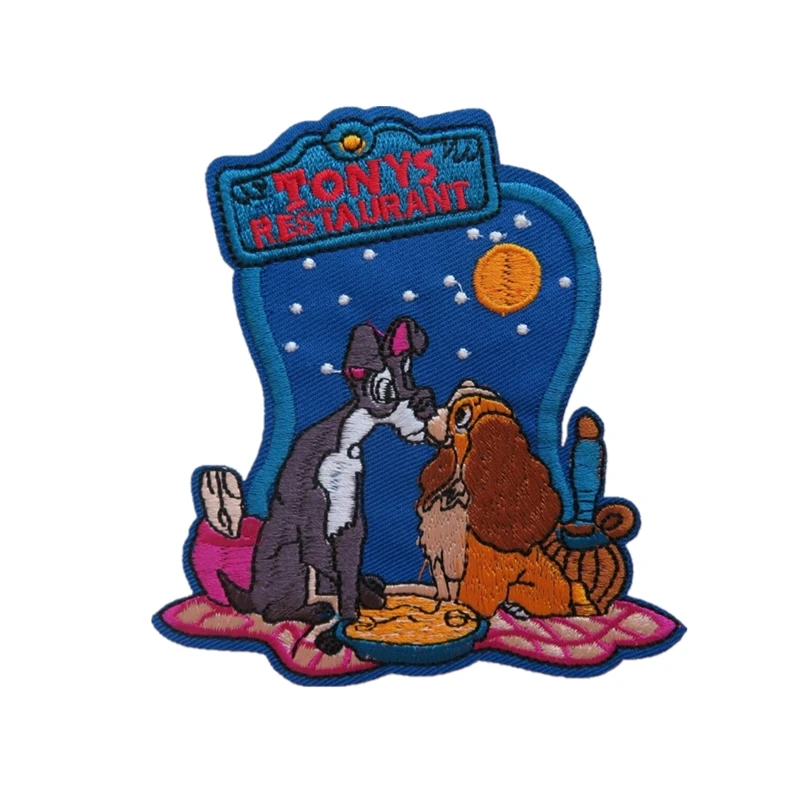 

Custom embroidery patch cute Cartoon iron-on badge applique for clothing Hats Shoes Jacket personalized logo gift customized