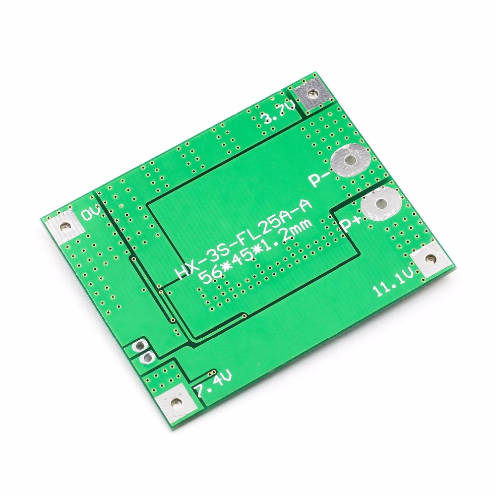 Обновленная плата защиты литиевой батареи 3S 25A BMS 11,1 V 12,6 V 18650 с сбалансированным