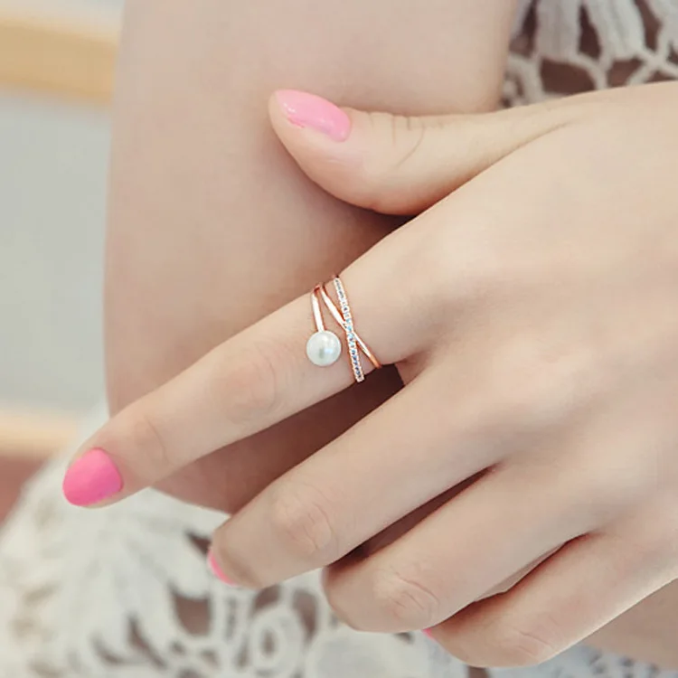 Женское кольцо с искусственным жемчугом и крестом, кубический циркон, модное ювелирное изделие,, милый подарок