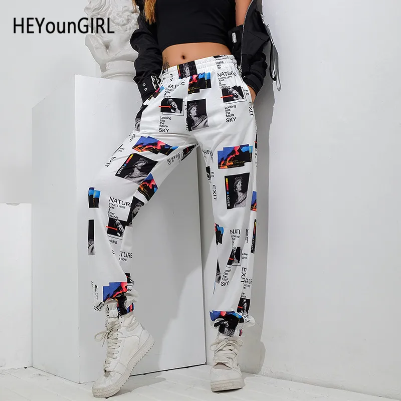 Повседневные мешковатые тренировочные штаны HEYounGIRL с принтом женские спортивные