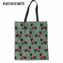 INSTANTARTS Eco-friendly Shopper Bag Women Hand Linen Large Shoulder Bag 3D Cute Dog Scottish Terrier Print Women Cloth Tote Bag