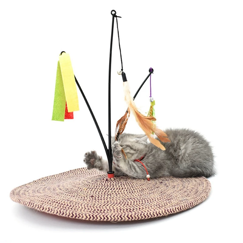 

Sisal Cat Toy Round Scratching Post Cats Tree Tower Rolling Ball Sisal Mouse Scratch Board Training Toy For Cats