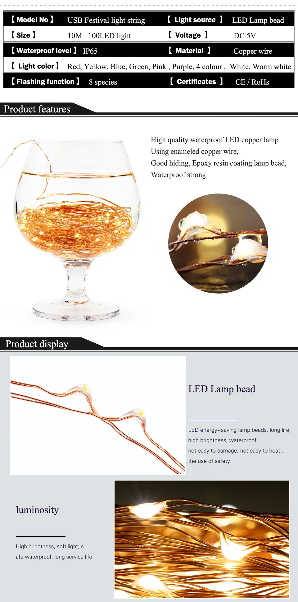 LED fairy String Lights christmas Decorative Lights outdoor christmas garland 15