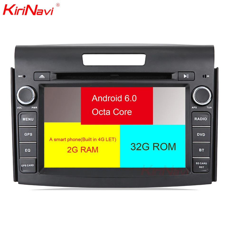 Sale KiriNavi Octa core 4G LET android 7 touch screen car dvd player for honda crv multimedia system 2012+  gps support 4K 4G 1