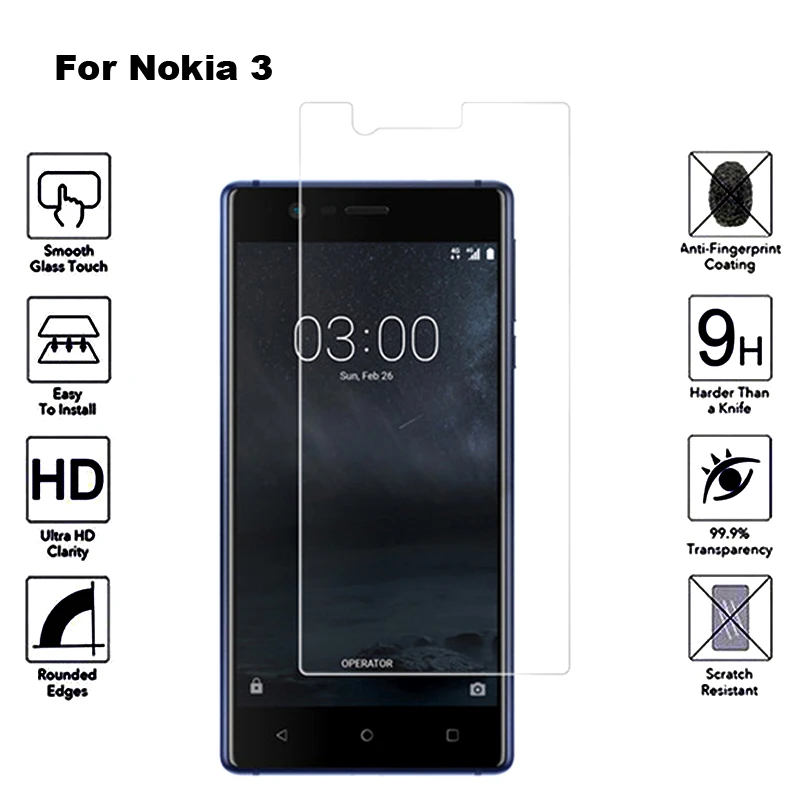 2 шт для Nokia 3 закаленное стекло 2.5D 9H TA-1020 TA-1032 защитная пленка Взрывозащищенная ЖК-экран протектор для Nokia 3