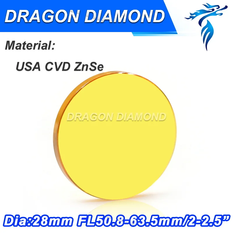 

USA imported material ZnSe co2 laser lens 28mm dia 50.8 63.5 focus length for laser engraving machine