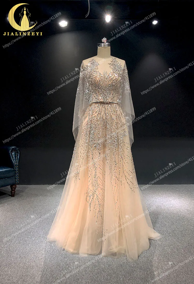 JIALINZEYI Immagine Reale Immagine Nude Perline di Lusso Elie saab Abiti Da Cerimonia  Abiti Da Sera Del Partito|Evening Dresses| - AliExpress