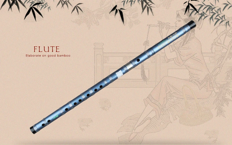 Китайская традиционная бамбуковая двухсекционная синяя флейта под названием Dizi Традиционный Бамбук Flauta для начинающих и любителей музыки