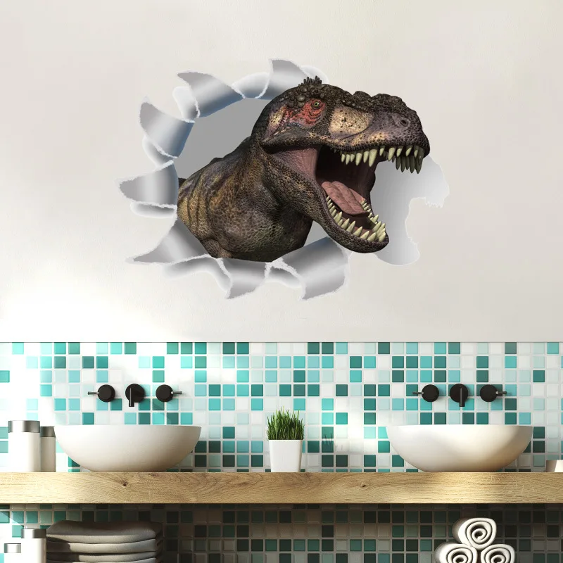 

% 3D Dinosaurs PVC Wall Stickers Kids room Decoration 3d window effect Wall Decals Poster Wall paper mural Refrigerator toilet