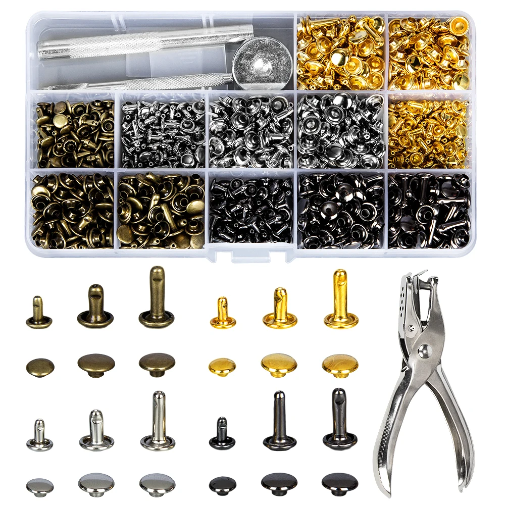 

480pcs/set Multi-size Leather Metal Craft Solid Screw Nail Rivet DIY Handcraft Craft Tool For Clothes Bag Shoes Belt Strap Screw