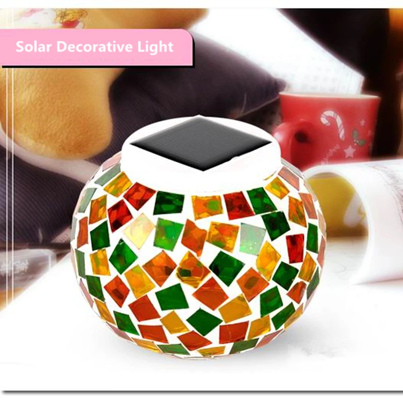 Светодиодный светильник для газонов, мозаичный стеклянный шар солнечной энергии, открытый сад, изменение цвета, газон, фейерверк, стрекоза