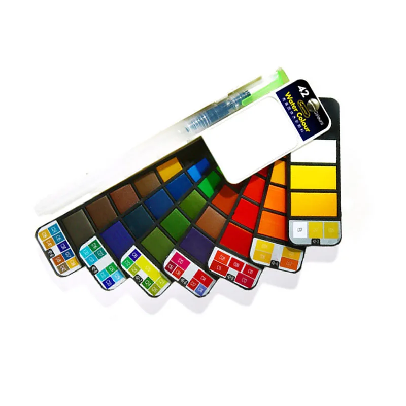 Solid Watercolor Paint Set With Water Brush Pen 18 25 33 42 colors sets Pigment For Drawing Watercolor painting art supplier set