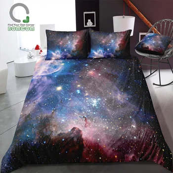 

BOMCOM 3D Digital Printing Duvet cover set deep space huge nebula galaxies Milky way universe Bedding Set 100% Microfiber