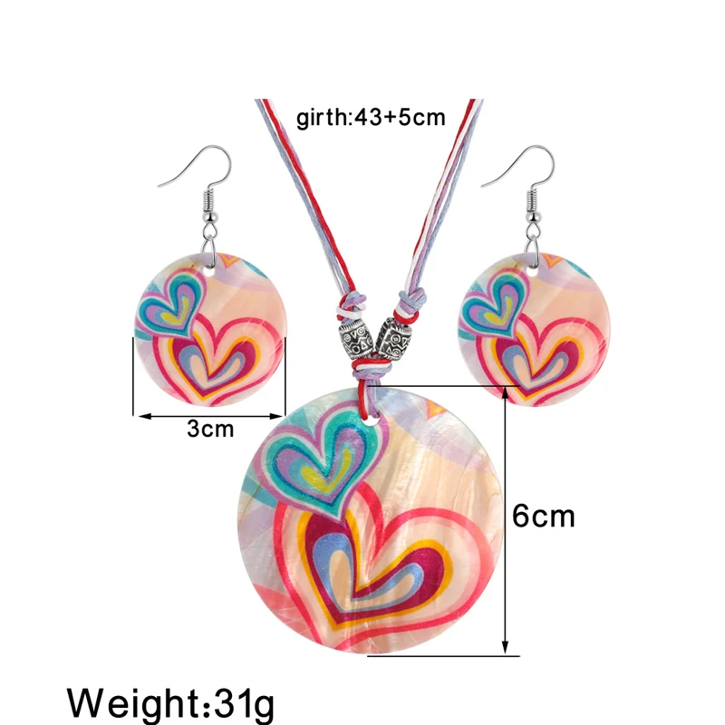 Элегантный винтажный ювелирный набор в виде ракушки, Модный кулон, ожерелье, набор, красочная веревка, цепь, летние ювелирные изделия, для вечеринки, костюм, ювелирные наборы