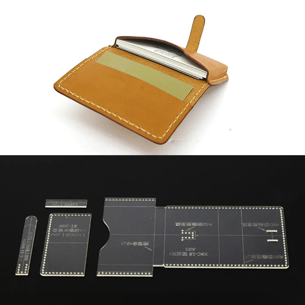 4Pcs Clear Acrylic Mini Card Bag Stencil Template Set Leather Craft DIY Tools for Beginner or Professional
