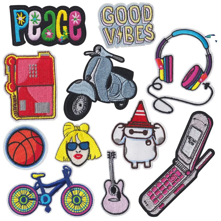 

Cartoon Motorcycle Phone Bicycle Pattern Patch for Clothing Iron on Embroidered Sewing Cute Sew On Fabric Badge DIY Accessories